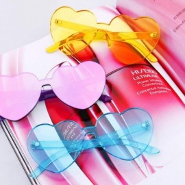 Goggle Heart Shaped Rimless Sunglasses Clout Goggles Candy Clear Lens Sun Glasses for Women Girls - CR192KOM46X $16.84