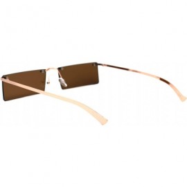 Rectangular Rimless Rectangular Frame Sunglasses Unisex Geometric Fashion Shades UV400 - Gold (Brown) - CX1988UNGO8 $10.41