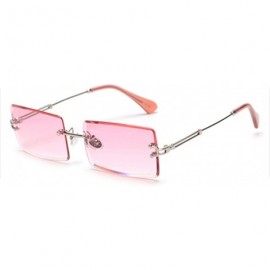 Rimless Fashion RimlSunglasses Women Accessories Rectangle Sun Glasses Green Black Brown Square Eyewear - Clear Pink - C61985...