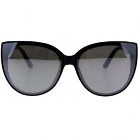 Round Womens Designer Fashion Sunglasses Round Oversized Cateye Shades - Black (Silver Mirror) - CR18RNEZC3I $10.66