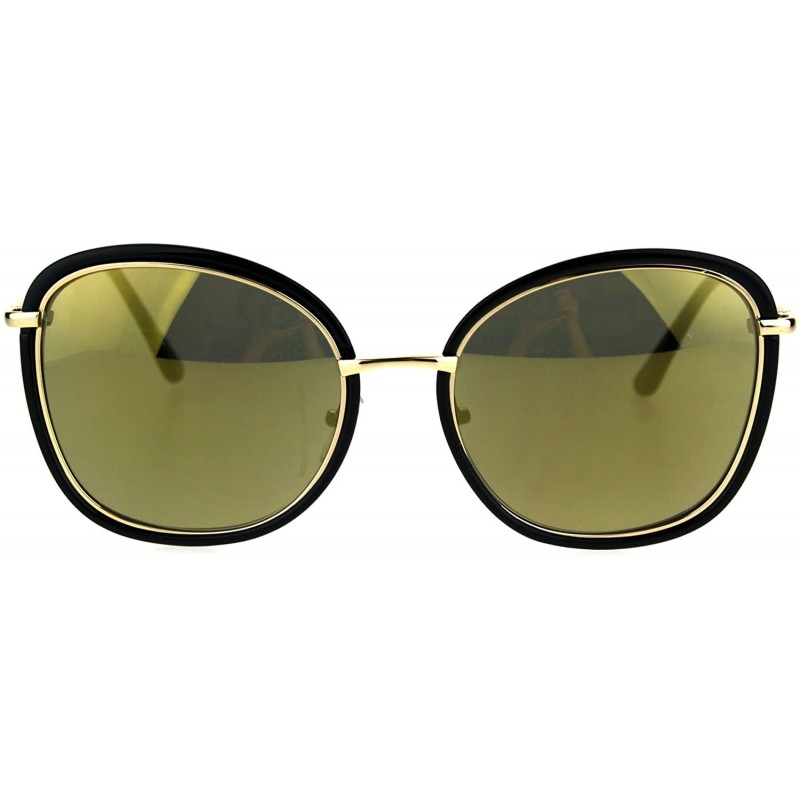 Butterfly Womens Retro Double Rim Designer Fashion Butterfly Sunglasses - Black Gold - C0184QM9X6Z $12.57