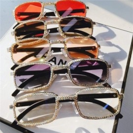 Square Colorful Rectangle Rhinestone Sunglasses Eyeglasses - 4 - CJ198G8S4O6 $30.58