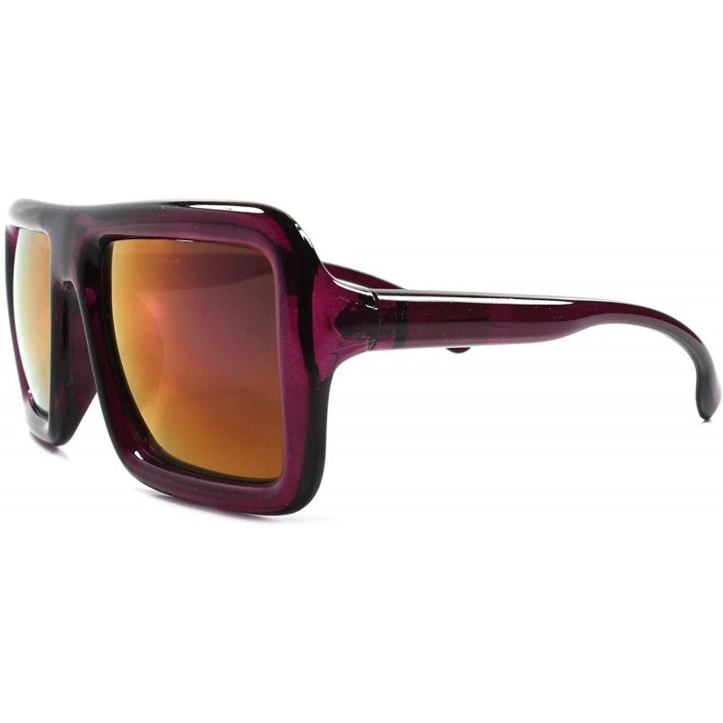 Oversized Oversized DJ Hip Hop Fashion Crystal Mirrored Lens Square Sunglasses - Purple - CQ189ENYLO2 $12.61