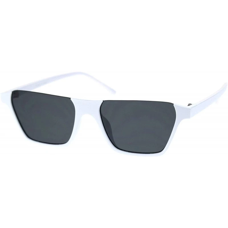 Square Pimp Crop Top Thin Plastic Horn Rectangle Retro Sunglasses - White Black - CV18QT9Q63R $8.21