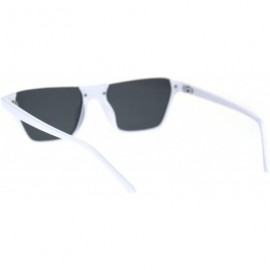 Square Pimp Crop Top Thin Plastic Horn Rectangle Retro Sunglasses - White Black - CV18QT9Q63R $8.21