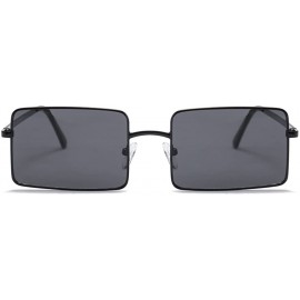 Square Rectangle Sunglasses Male Metal Frame Black Sun Glasses for Women 2018 UV400 - Full Black - C218E5G9Q7G $12.91