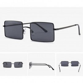 Square Rectangle Sunglasses Male Metal Frame Black Sun Glasses for Women 2018 UV400 - Full Black - C218E5G9Q7G $12.91