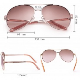 Aviator Sunglasses for Women - Aviator Sunglasses - UV400 Protection Lens - 61MM - Metal Frame - Ultra Lightweight - CB123KS2...