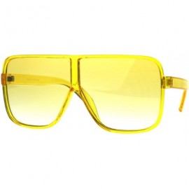 Oversized Womens Super Oversized Fashion Sunglasses Flat Top Square Translucent Frame - Yellow - C718C3LX0C9 $10.66