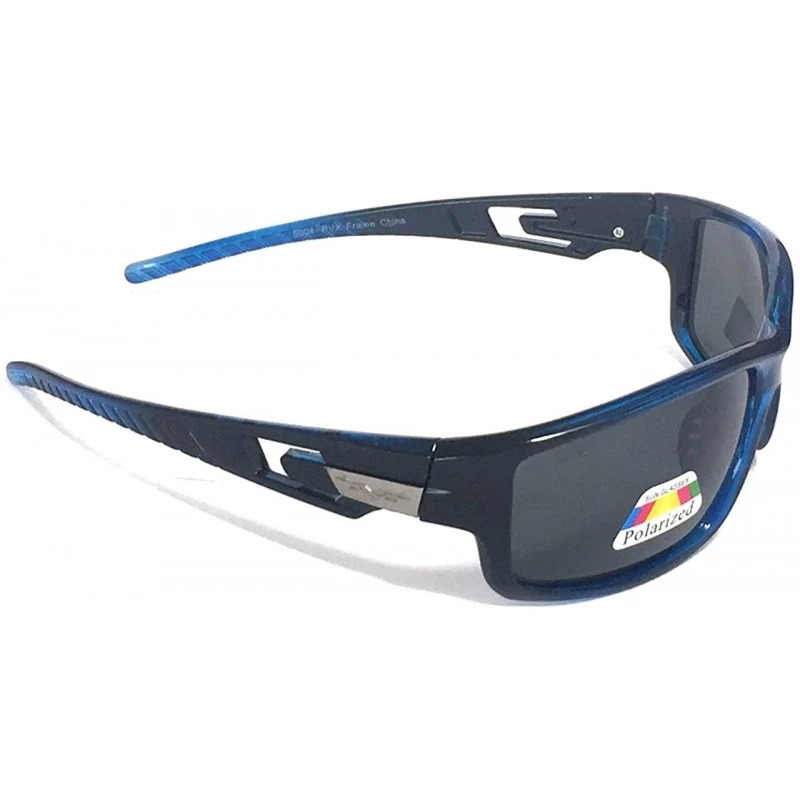 Sport Men's Sport Polorized Sunglasses - Blue Fram Black Lens - CX180Z9G4H8 $14.41