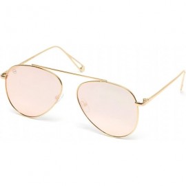 Oversized Top Wire Bridgeless Bar Modern Aviator Pilot Style Sunglasses - Gold Frame / Mirror Pink Lens - C6185IIKSXY $7.78