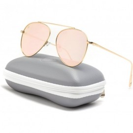 Oversized Top Wire Bridgeless Bar Modern Aviator Pilot Style Sunglasses - Gold Frame / Mirror Pink Lens - C6185IIKSXY $7.78