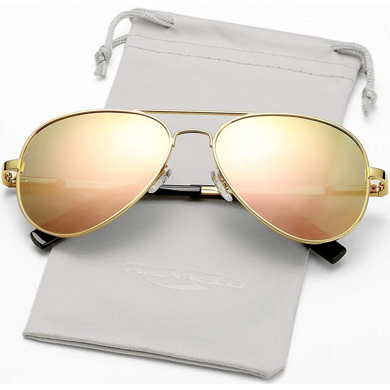 Round Polarized Aviator Sunglasses for Men Women Vintage Round Metal Sun Glasses 100% UV400 Protection - CI194LCIQWW $14.12