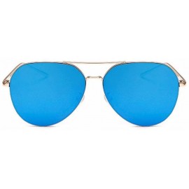 Goggle Women Pilot Mirror UV400 Sunglasses Aviation Metal Frame Sun Glasses - Blue - C818279Q8X9 $9.47