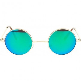 Round Retro Extra Small Round Circle mirrored Lens 70s Groovy Hippie Sunglasses - Gold Green - CI11T6F80HH $8.25