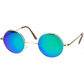 Round Retro Extra Small Round Circle mirrored Lens 70s Groovy Hippie Sunglasses - Gold Green - CI11T6F80HH $8.25