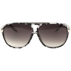 Aviator Curved Plastic Frame Metal Temple Modern Aviator Sunglasses - Smoke Demi - CN199H20OG6 $14.09