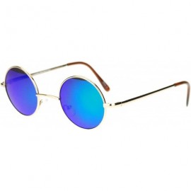 Round Retro Extra Small Round Circle mirrored Lens 70s Groovy Hippie Sunglasses - Gold Green - CI11T6F80HH $8.25