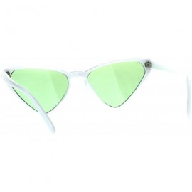 Cat Eye Womens Retro Vintage Narrow Triangle Cat Eye Plastic Hippie Sunglasses - White Green - CY18CGN52Q6 $9.83