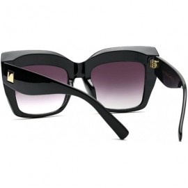 Oversized Fashion Oversized Square Full Rim Unisex Sunglasses - Black - CO18H46WEMQ $11.25