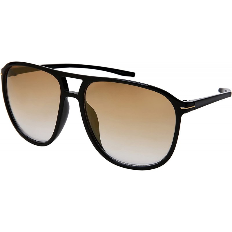 Oversized Oversized Classic Square Aviator Brow Bar Plastic Sunglasses 541088-KGM - C018C4M4OIS $11.49