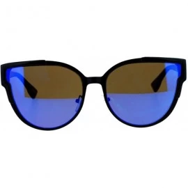Butterfly Womens Designer Fashion Sunglasses Butterfly Cateye Frame Mirror Lens UV400 - Black (Blue Mirror) - CN1877H5E8Q $12.84