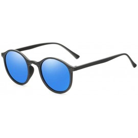 Aviator Night Vision Polarized Sunglasses Men Women Round Goggles Glasses Blue Multi - Gray - CR18Y3MUIHT $7.36