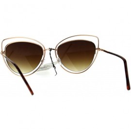 Cat Eye Womens Oceanic Gradient Oversize Double Rim Goth Cat Eye Sunglasses - Gold Brown - C2185UWMNEA $13.70