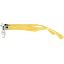 Rectangular Mens Minimal Narrow Rectangular Metal Rim Wood Grain Arm Eyeglasses - Silver Light Wood - CO12K07SB3R $11.85