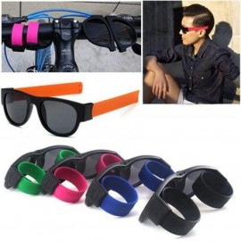 Aviator Creative Foldable Men Women Sunglasses Wristband Slappable Sun Glasses Black - Green - CR18Y4RA46T $10.22