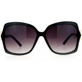 Butterfly Womens Flower Jewel Hinge Oversize Butterfly Designer Sunglasses - Black - CM12EMGGZ03 $8.23