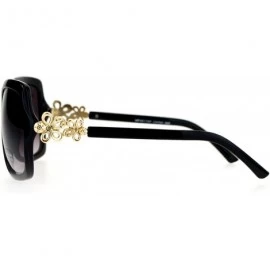 Butterfly Womens Flower Jewel Hinge Oversize Butterfly Designer Sunglasses - Black - CM12EMGGZ03 $8.23