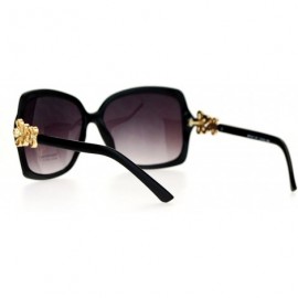 Butterfly Womens Flower Jewel Hinge Oversize Butterfly Designer Sunglasses - Black - CM12EMGGZ03 $8.23