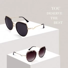 Square Fashion Oversized Polarized Sunglasses for Women Cat Eye Shades-FZ56 - Black Frame/Silver Lens - CM18TK5QOLO $16.09