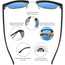 Oval Rimless Sunglasses Men/Women Polarized Half Frame style/Lightweight/UV Protection - Black Frame/Ice Blue Lens - C6194RAI...