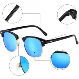 Oval Rimless Sunglasses Men/Women Polarized Half Frame style/Lightweight/UV Protection - Black Frame/Ice Blue Lens - C6194RAI...