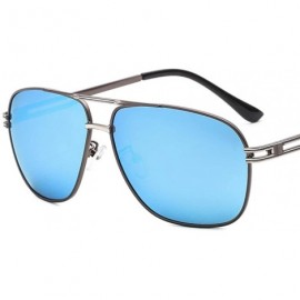 Oval Polarized sunglasses men's outdoor fishing mirror driving frog mirror trend metal sunglasses - CJ190MZW3LM $29.63