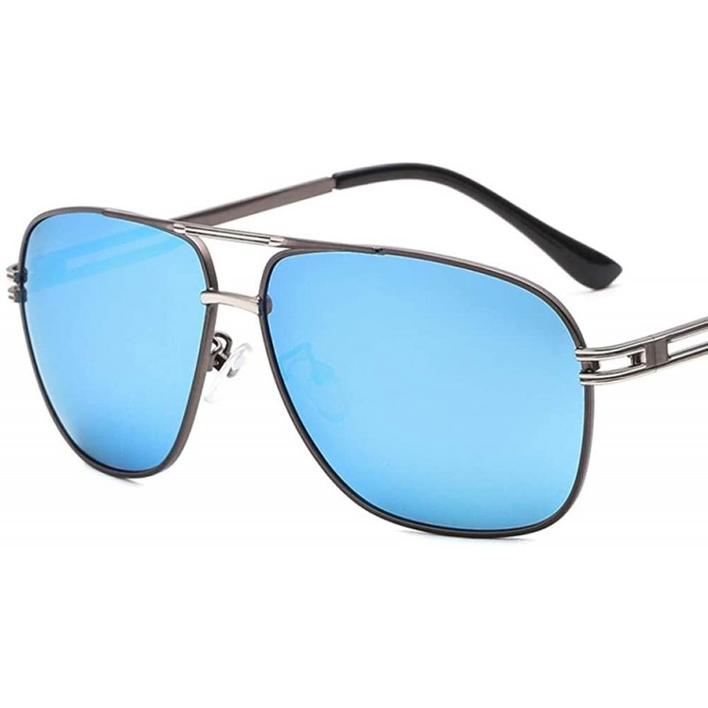 Oval Polarized sunglasses men's outdoor fishing mirror driving frog mirror trend metal sunglasses - CJ190MZW3LM $29.63