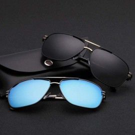 Oval Polarized sunglasses men's outdoor fishing mirror driving frog mirror trend metal sunglasses - CJ190MZW3LM $29.63