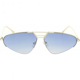 Rimless Womens Retro Fashion Sunglasses Half Rim Triangular Metal Frame UV 400 - Gold (Blue) - C718ULEOGM5 $11.24