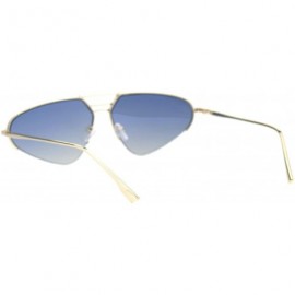 Rimless Womens Retro Fashion Sunglasses Half Rim Triangular Metal Frame UV 400 - Gold (Blue) - C718ULEOGM5 $11.24