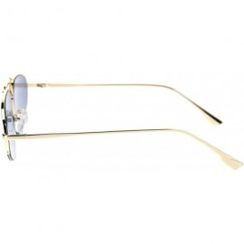 Rimless Womens Retro Fashion Sunglasses Half Rim Triangular Metal Frame UV 400 - Gold (Blue) - C718ULEOGM5 $11.24