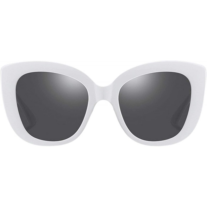 Oversized Large Sunglasses Oversized Cateye Polarized Fashion Eyewear 100% UV Protection - White - C2190QA4ZOO $12.06