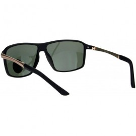 Rectangular Mens Luxury Tempered Glass Rectangular Plastic Designer Sport Sunglasses - Matte Black Green - CP18KK2REZD $10.78