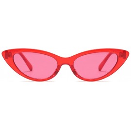 Goggle Cat Eye Small Sunglasses Small Narrow Oval Vintage Retro Mini eyewear - Red - CA18DW9MQ65 $11.31