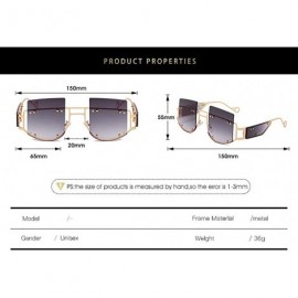 Sport Hipster Square Sunglasses-Owersized Shade Glasses-Rimless Metal-Mirrored Lens - F - CN190ECU8M3 $27.45