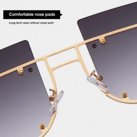 Sport Hipster Square Sunglasses-Owersized Shade Glasses-Rimless Metal-Mirrored Lens - F - CN190ECU8M3 $27.45