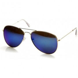 Aviator Classic Gold Frame Color Mirror Lens Aviator Sunglasses 60mm (Gold Ice) - CZ11N9FQ577 $10.48