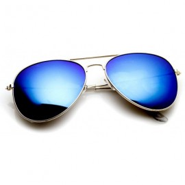 Aviator Classic Gold Frame Color Mirror Lens Aviator Sunglasses 60mm (Gold Ice) - CZ11N9FQ577 $10.48