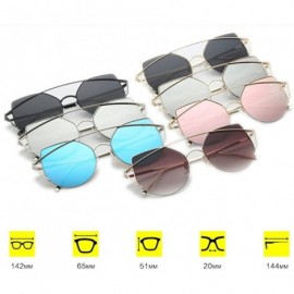 Cat Eye Modern Fashion Women Metal Frame Cat Eye Sunglasses Round Flat Lens - Black/Black - CT12LAMGU7T $16.87